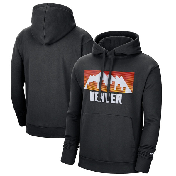 Men's Denver Nuggets 2021 Black City Edition Essential Logo Fleece Pullover Hoodie
